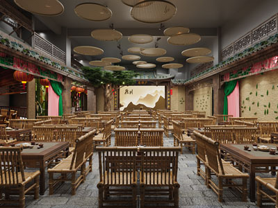中式民宿饭店餐馆就餐区