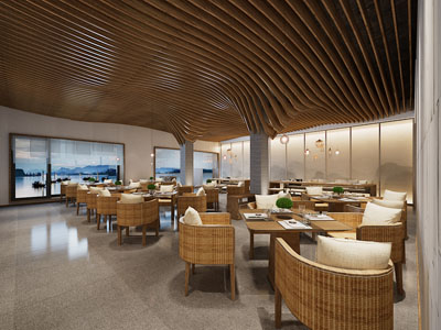 新中式饭店餐馆就餐区