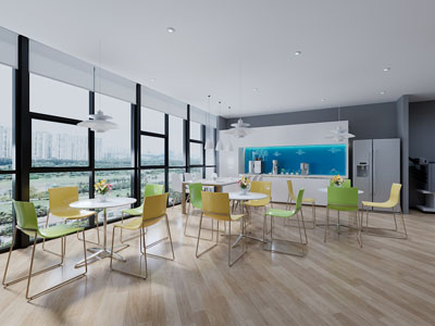 现代轻奢茶水间、休闲区