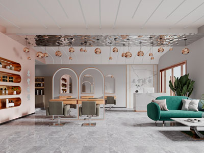 现代轻奢美容美发接待区