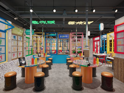 工业loft饭店餐馆就餐区