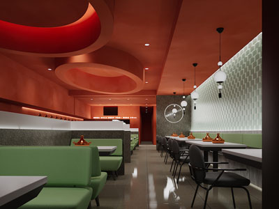 后现代饭店餐馆就餐区