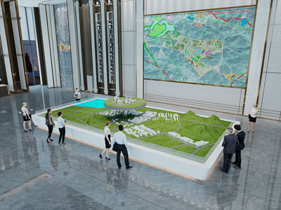 现代售楼处大堂前台接待区