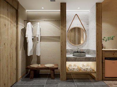 侘寂风汗蒸馆桑拿房玄关过道3d模型 侘寂风汗蒸馆桑拿房玄关过道