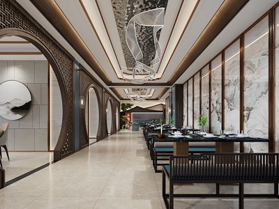 新中式酒店大堂就餐区