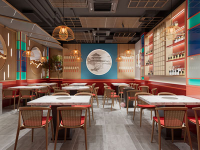 新中式饭店餐馆就餐区