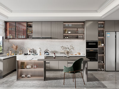 现代轻奢开放式厨房