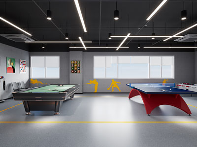 工业loft乒乓球、台球室