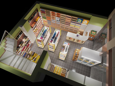 现代百货超市鸟瞰图