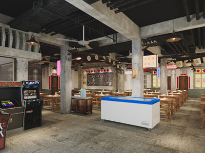 工业loft饭店餐馆就餐区