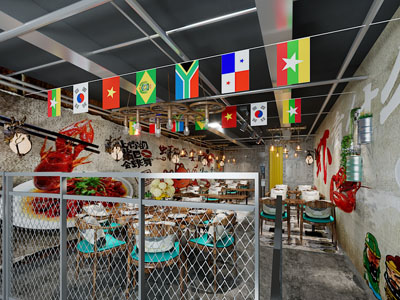 工业loft饭店餐馆就餐区