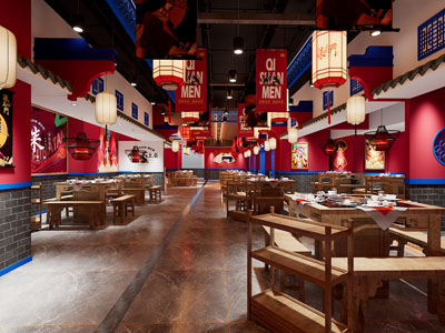 中式饭店餐馆就餐区、火锅店3d模型 中式饭店餐馆就餐区、火锅店