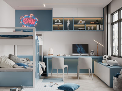 现代儿童房、卧室