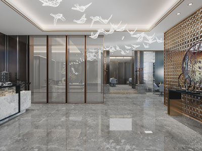 新中式大堂前台接待区