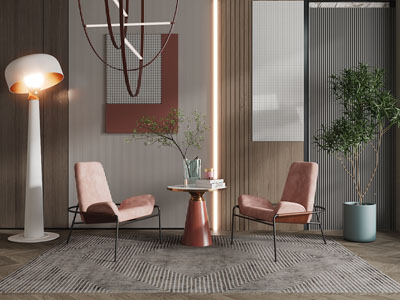 现代休闲椅子、边几