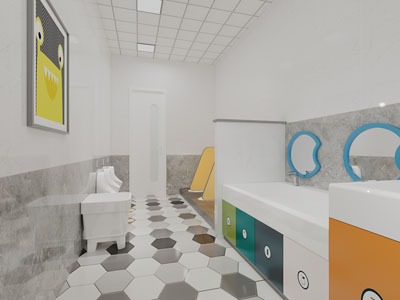 现代幼儿园公共卫生间