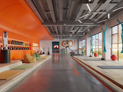 工业风loft瑜伽馆、健身房