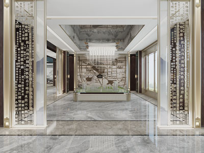 新中式售楼处大堂前台接待区