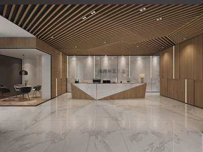 现代售楼处大堂前台接待区