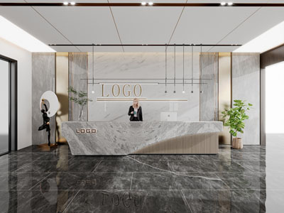 现代轻奢大堂前台接待区