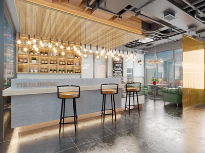 后现代饭店餐馆收银台、前台接待区