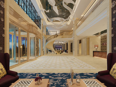 简欧酒店大堂前台接待区