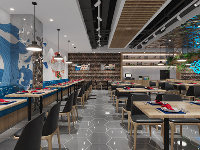 工业loft饭店餐馆就餐区