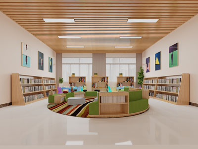 北欧幼儿园图书馆阅览室书吧