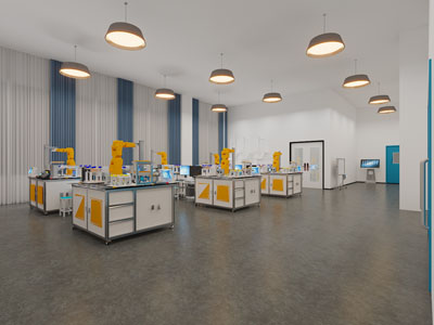 现代机械臂工作车间