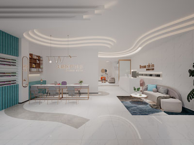 现代轻奢美容院大堂前台接待区