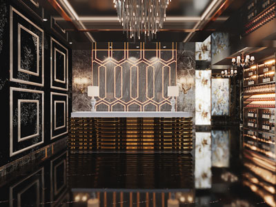 现代轻奢酒吧前台接待台