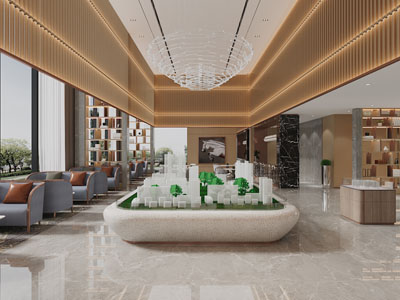 现代售楼处大堂前台接待区