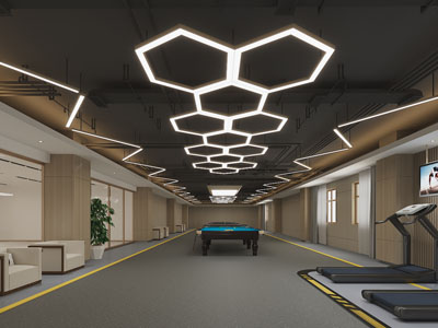 后现代健身房、台球桌