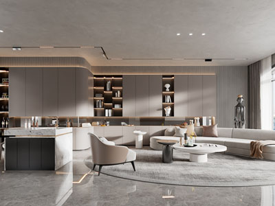 侘寂风客厅餐厅