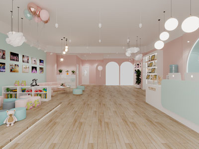 现代幼儿园大堂前台接待区