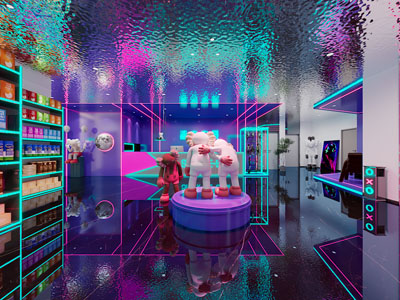 后现代电竞大堂前台接待区