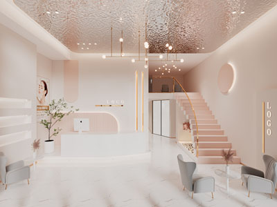 现代轻奢美容院前台接待区