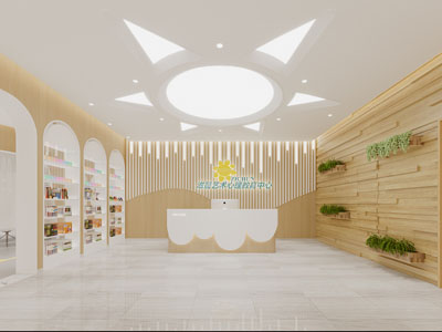 现代艺术培训大堂前台接待区