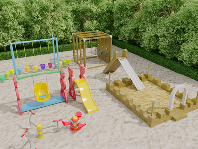 现代滑滑梯游乐设备3d模型 现代滑滑梯游乐设备