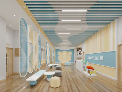 现代幼儿园大堂前台接待区