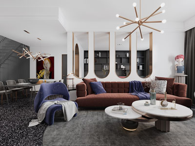 现代轻奢客厅餐厅