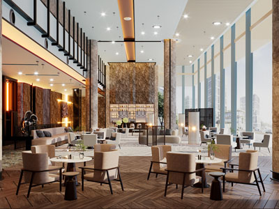 现代售楼处大堂前台接待区