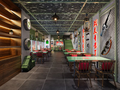 工业loft饭店餐馆就餐区