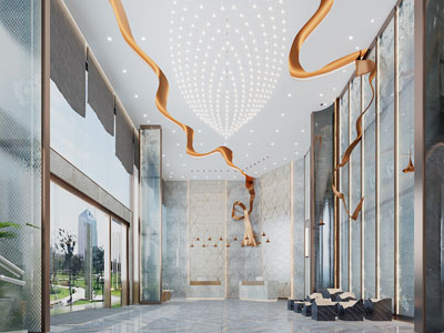 现代轻奢大堂前台接待区