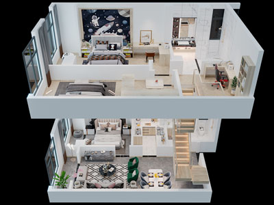 现代家装鸟瞰图