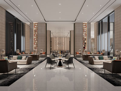 新中式售楼处大堂前台接待区