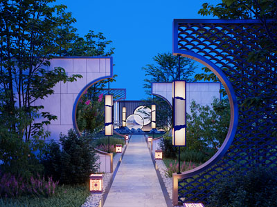 中式园林景观过道