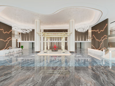 新中式大堂前台接待区