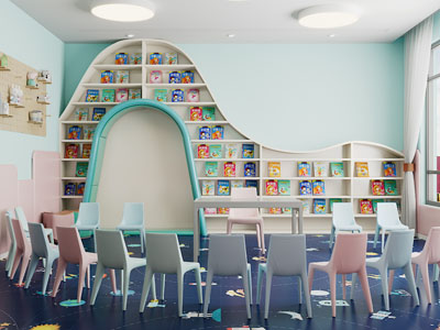 北欧幼儿园图书馆，阅览室