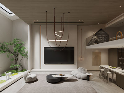 侘寂风客厅餐厅